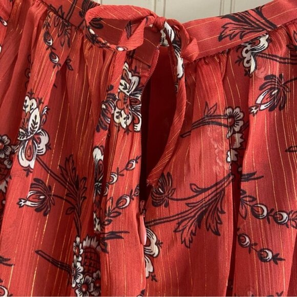 Ann Taylor Gorgeous Flowy Rust Color Floral Blouse Top Women’s Size XS - Picture 9 of 10